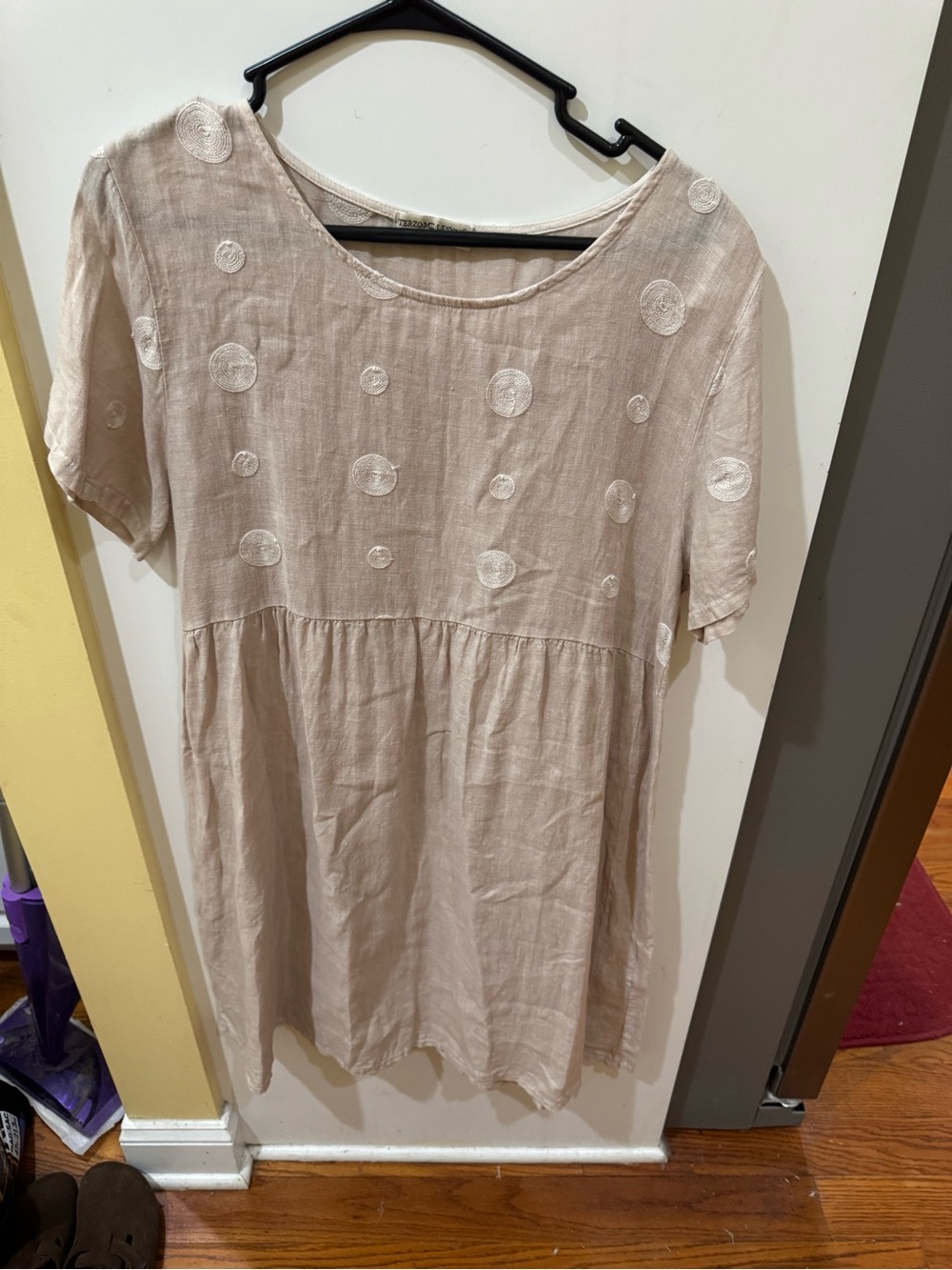 Women's Light Blush Embroidered Scoop-Neck Tunic